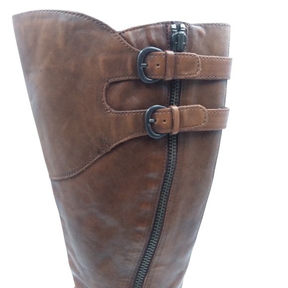 Born Milari Knee High Riding Boots Leather Buckle Accent Heel Brown Women's‎ 9.5 - Picture 8 of 12